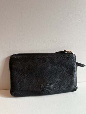 Fossil Logan Black Leather Double Zip Clutch Wallet
